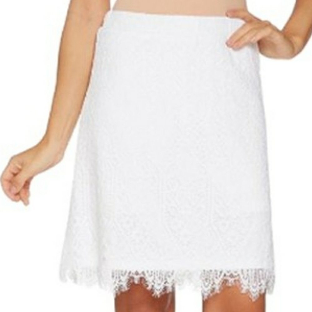 Isaac Mizrahi whitewhite knit lace skirt